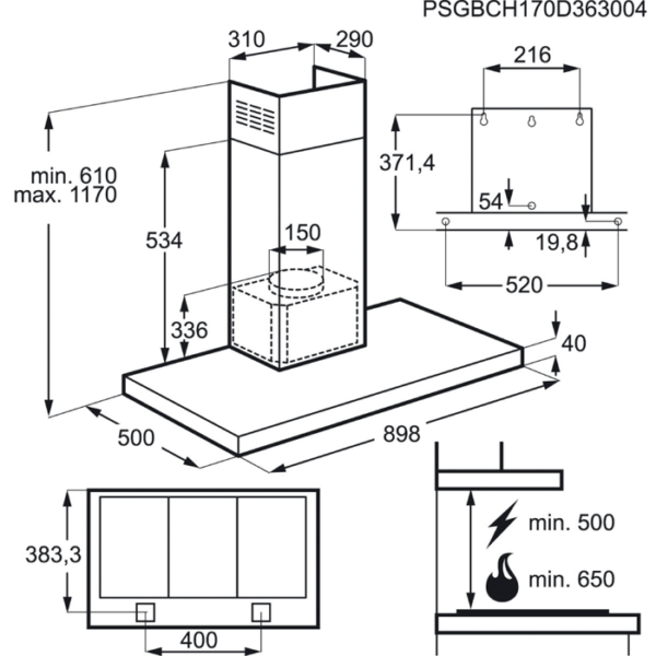 AEG DBE5960HM Wandschouw afzuigkap