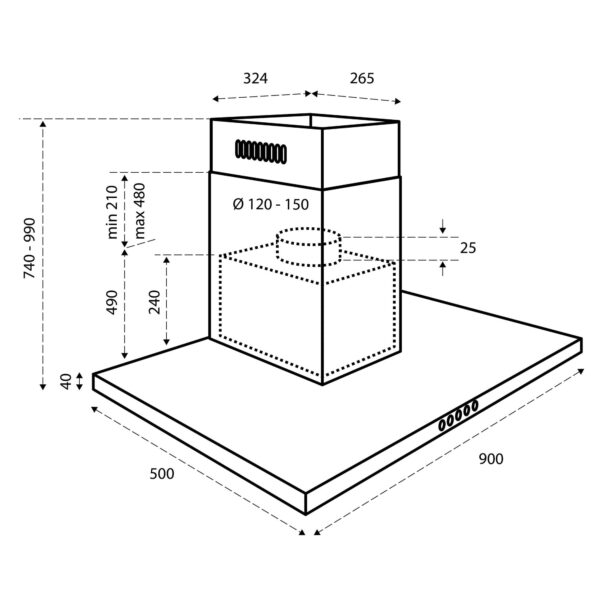 Inventum AKB9005RVS afzuigkap